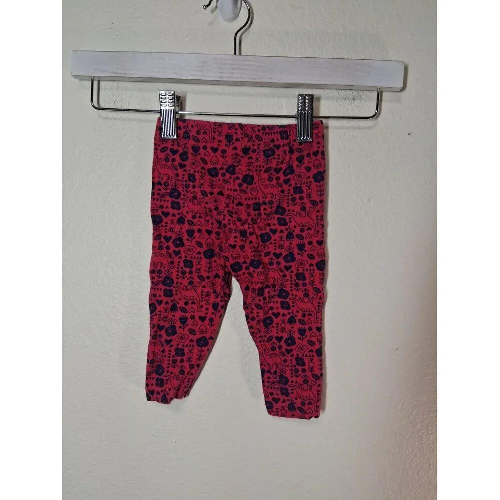 Carter's Leggings Dinosaur Floral Boho Casual Pink Baby Girls Size 3-6 Months
